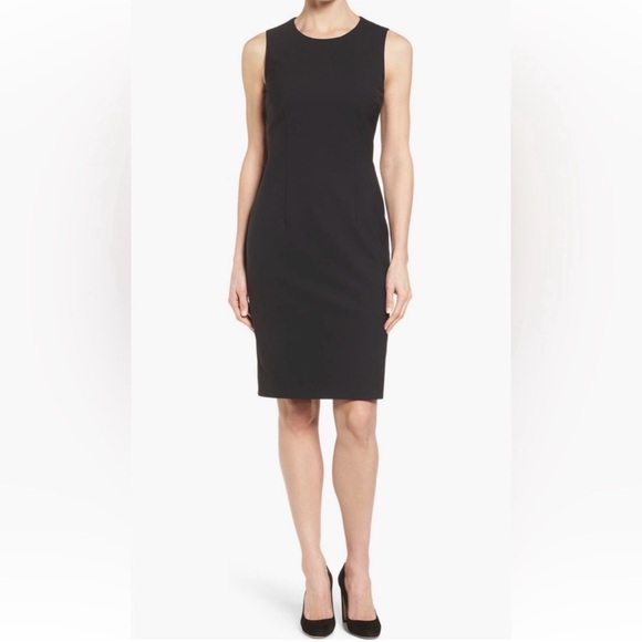 HUGO BOSS Black Midi Sheath Dress Women’s Size 10 Virgin Wool - Picture 15 of 15
